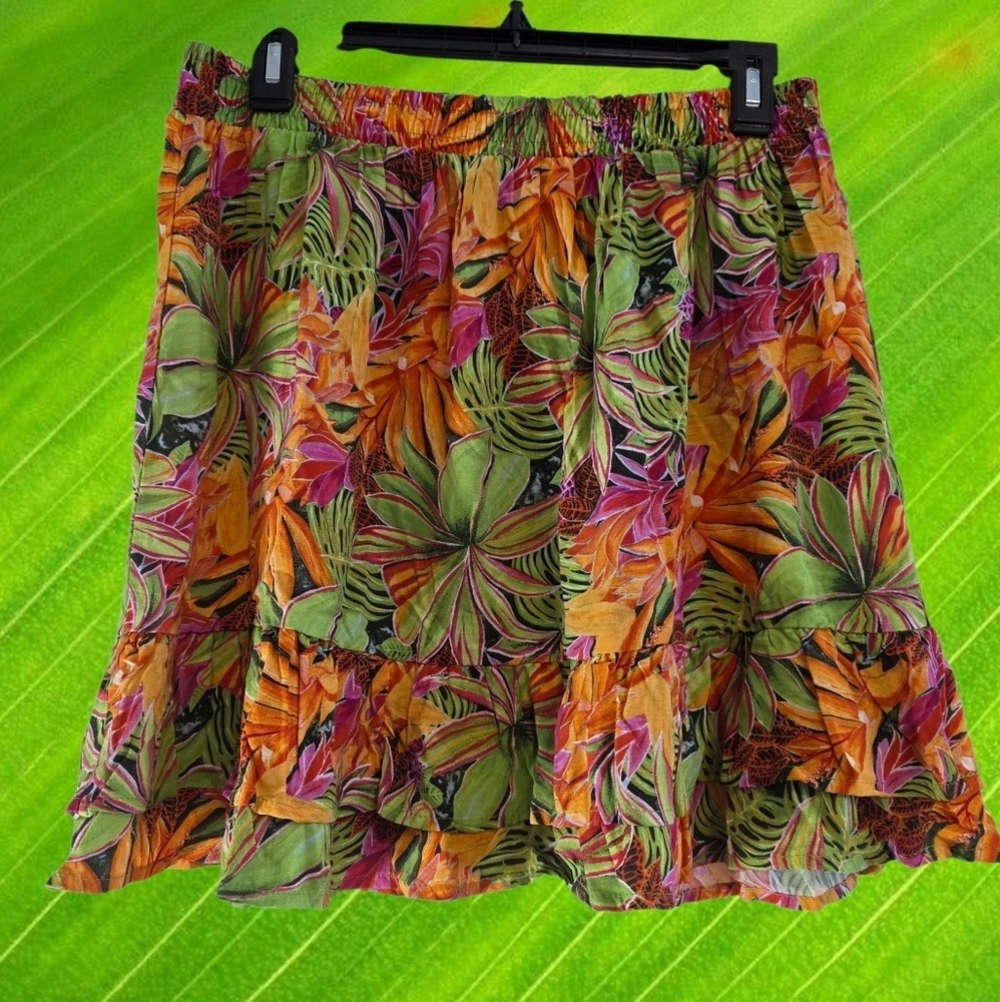 RACHEL Rachel Roy Tropical Print Mini Skirt/cover-up Size Medium - Picture 2 of 6